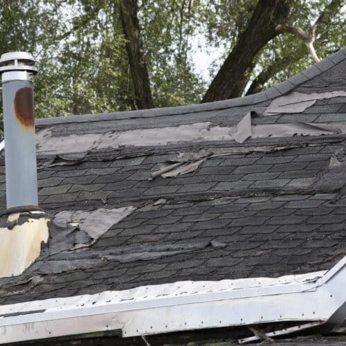 A roof that has been damaged by the rain.